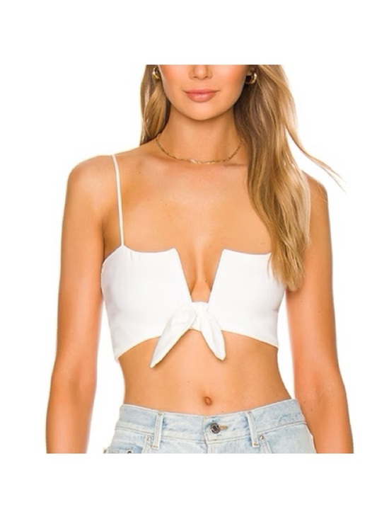 superdown Tops - superdown White Tie-Front Spaghetti Strap Crop Top- new